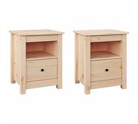 vidaXL 2X Tables de Chevet Tables de Nuit Armoires de Chevet Armoires de Lit avec Rangement Chambre 40x35x49 cm Bois de Pin Massif