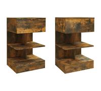 vidaXL Tables de chevet lot de 2 avec rangement Chêne fumé 40x35x65 cm Bois d'ingénierie