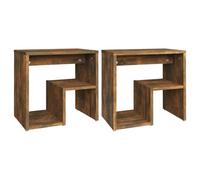 vidaXL 2X Tables de Chevet Tables de Nuit Armoires de Chevet Armoires de Lit avec Rangement Chambre Chêne Fumé 40x30x40 cm Bois d'Ingénierie