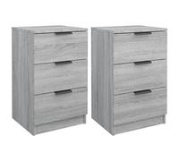 vidaXL 2X Tables de Chevet Tables de Nuit Armoires de Chevet Armoires de Lit avec Rangement Chambre à Coucher Sonoma Gris 40x36x65 cm