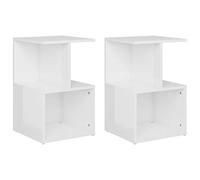 vidaXL 2X Tables de Chevet Tables de Nuit Armoires de Chevet Armoires de Lit Chambre à Coucher Maison Intérieur Blanc Brillant 35x35x55 cm Aggloméré