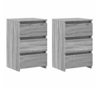 vidaXL 2X Tables de Chevet Tables de Nuit Armoires de Chevet Armoires de Lit Meubles de Chambre à Coucher Sonoma Gris 40x35x62,5cm Bois Ingénierie