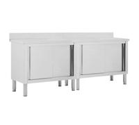 vidaXL Tables avec portes coulissantes 2 pcs 200x50x(95-97) cm Inox