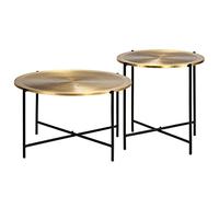 vidaXL 2X Tables MDF Recouvert de Laiton Table d'Appoint Table Basse Salon