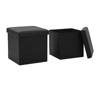 Tabourets de rangement pliables lot de 2 noir similicuir247083