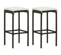 vidaXL 2X Tabourets de Bar avec Coussins Sièges de Comptoir Tabourets de Bistrot Pub Salle à Manger Restaurant Marron Résine Tressée