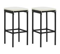 vidaXL Tabourets de Bar avec Coussins Lot de 2 Noir résine tressée