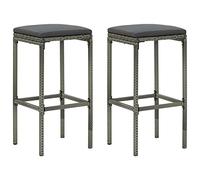vidaXL Tabourets de Bar avec Coussins Lot de 2 Gris résine tressée