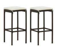 vidaXL 2x Tabourets de Bar avec Coussins Sièges de Comptoir Tabourets de Bistrot Pub Salle à Manger Restaurant Marron Résine 313439