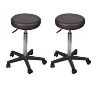 vidaXL Tabourets de bureau 277178 pivotants à roulettes similicuir marron 35,5x84 cm - Lot de 2