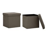 vidaXL 2X Tabourets de Rangement Pliables Coffres de Rangement Conteneurs de Rangement Salon Salle de Séjour Maison Intérieur Marron Faux Lin