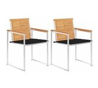 Vidaxl Chaises De Jardin Avec Coussins 2 Pcs Teck Solide Et Acier
