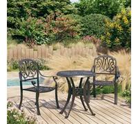 vidaXL 3-delige Bistroset gietaluminium zwart3070572 Noir G