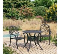 vidaXL Ensemble de bistro 3 pcs Aluminium coulé Noir Noir