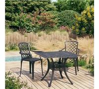Ensemble de Bistro 3 pcs Aluminium Coulé Noir Patio Jardin Mobilier vidaXL