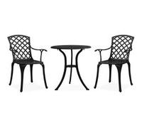 vidaXL 3-delige Bistroset gietaluminium zwart315592 Noir G