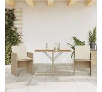 vidaXL Ensemble de Bistro avec Coussins 3 pcs, Chaises et Table de Patio, Meubles de Terrasse Arrière-cour Extérieur, Beige 365069