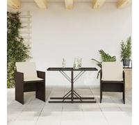 3-delige Bistroset met kussens poly rattan bruin365065