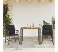 vidaXL 3-delige Bistroset met kussens poly rattan grijs3212048 Gris G