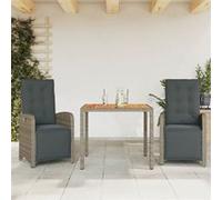 vidaXL 3-delige Bistroset met kussens poly rattan grijs3212480 Gris G