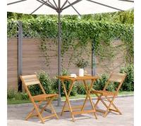 3-delige Bistroset polypropeen en massief hout beige3281759