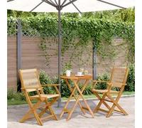 vidaXL Ensemble de bistro 3 pièces Beige polypropylène et bois massif pour jardin et balcon