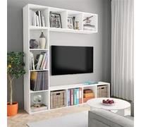 vidaXL Ensemble de Bibliothèque/Meuble TV 3 pcs, Armoire de Télévision avec Compartiment, Étagère à Livres Salon Intérieur, Moderne, Blanc