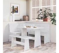 vidaXL 3-delige Eethoek REINE massief grenenhout wit3096568 Brun G