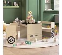 vidaXL 3-delige Kindertafel- en stoelenset off-road-auto-ontwerp MDF10406 Beige G
