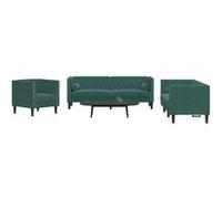 3-delige Loungeset Chesterfield en bolsters fluweel donkergroen3209283