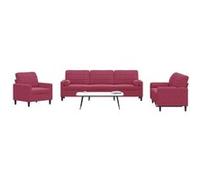 vidaXL 3-delige Loungeset met kussens en bolsters fluweel wijnrood3278455 Rouge G