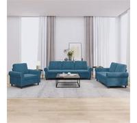 vidaXL Ensemble de canapés 3 pcs avec coussins Bleu velours