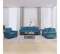 vidaXL Ensemble de canapés 3 pcs avec coussins bleu velours 3202199