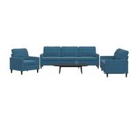 Vidaxl Ensemble De Canapés 3 Pcs Avec Coussins Bleu Velours Bleu