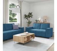 Vidaxl Ensemble De Canapés 3 Pcs Avec Coussins Bleu Velours