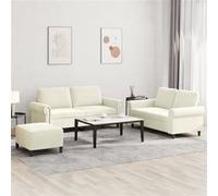 vidaXL Ensemble de canapés 3 pièces 3202228 avec coussins velours Blanc