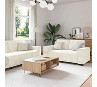 vidaXL 3-delige Loungeset met kussens fluweel crÃmekleurig3324626 Blanc G