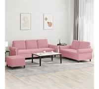 vidaXL 3-delige Loungeset met kussens fluweel roze3202263 Rose G