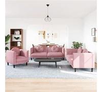 vidaXL 3-delige Loungeset met kussens fluweel roze3209250 Rose G