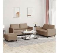 vidaXL 3-delige Loungeset met kussens kunstleer cappuccino3201759 Marron G
