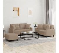 Vidaxl Ensemble De Canapés 3 Pcs Avec Coussins Cappuccino Similicuir