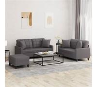Ensemble de Canapés avec Coussins Sièges Salon 2 pcs Gris Similicuir vidaXL