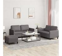 vidaXL Ensemble de canapés 3 pcs – Similicuir avec coussins – Gris