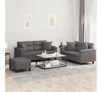 vidaXL Ensemble de canapés 3 pièces Similicuir gris avec coussins