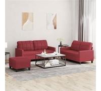 vidaXL Ensemble de canapés 3 pcs et coussins Rouge bordeaux Similicuir