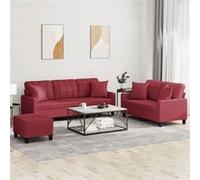 vidaXL 3-delige Loungeset met kussens kunstleer wijnrood3201396 Rouge G
