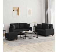 vidaXL 3-delige Loungeset met kussens kunstleer zwart3201373 Noir G