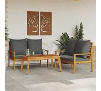 vidaXL 3-delige Loungeset met kussens massief acaciahout3211799 G