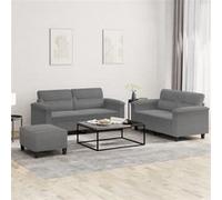 Ensemble de Canapés avec Coussins Salon 2 pcs Gris Clair Tissu Microfibre vidaXL