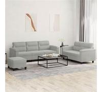 Ensemble de canapés 3 pcs coussins gris clair tissu microfibre
